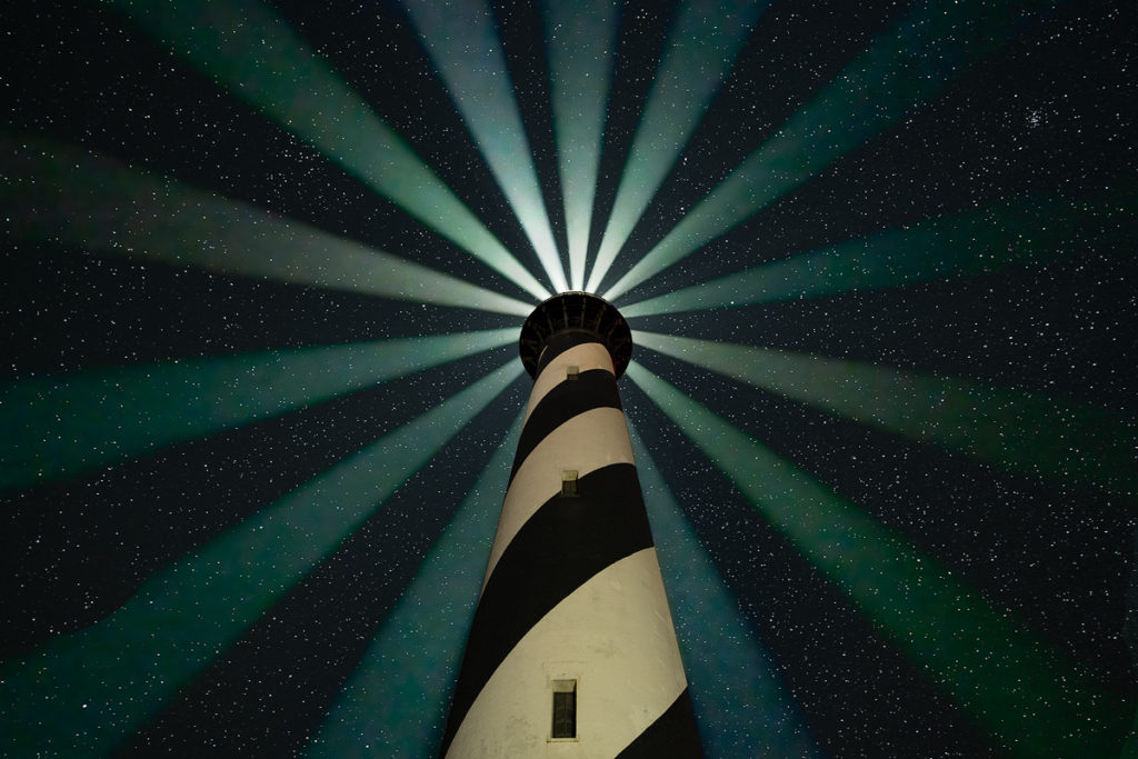 Cape Hatteras Lighthouse, seven light beams 